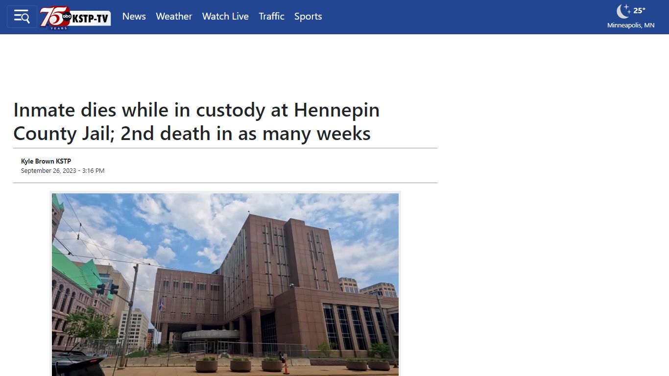 Inmate dies while in custody at Hennepin County Jail; 2nd death in as ...